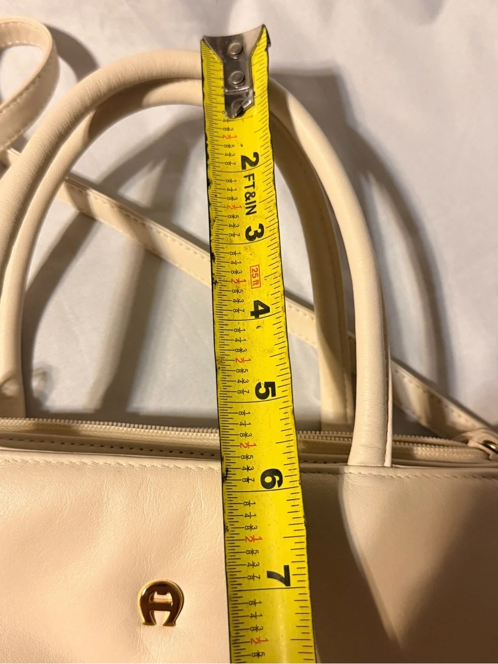 Vintage Etienne Aigner Ivory Genuine Leather Mini Satchel crossbody purse